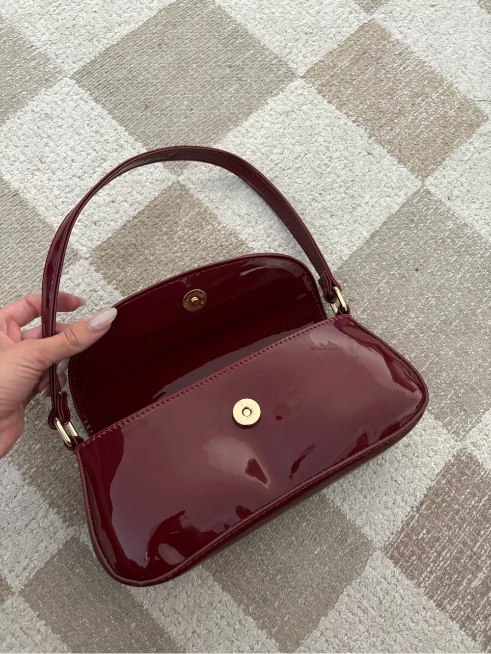 Patent Leather Burgundy Shoulder Bag